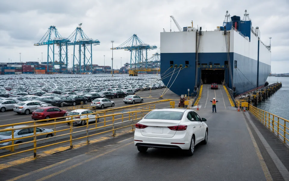 Terminal penghantaran kenderaan utama di Port Klang Semenanjung Malaysia